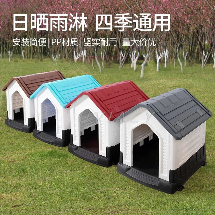 Pet Puppy Plastic House Household Outdoors Waterproof Rainproof Sun Proof Detachable And Washable Doghouse Kennel Villa For Dogs