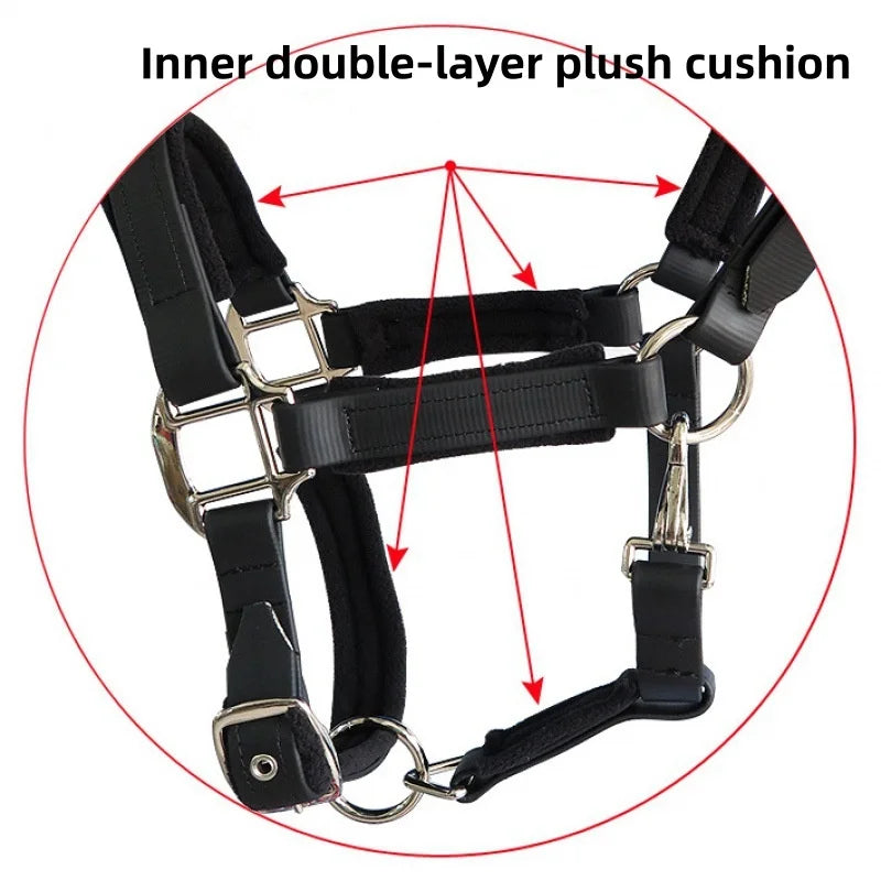 New Soft Padded Horse Halter Bridle PVC Headstall Head Collar Horse Riding Accessories Ergonomic Comfortable Halters