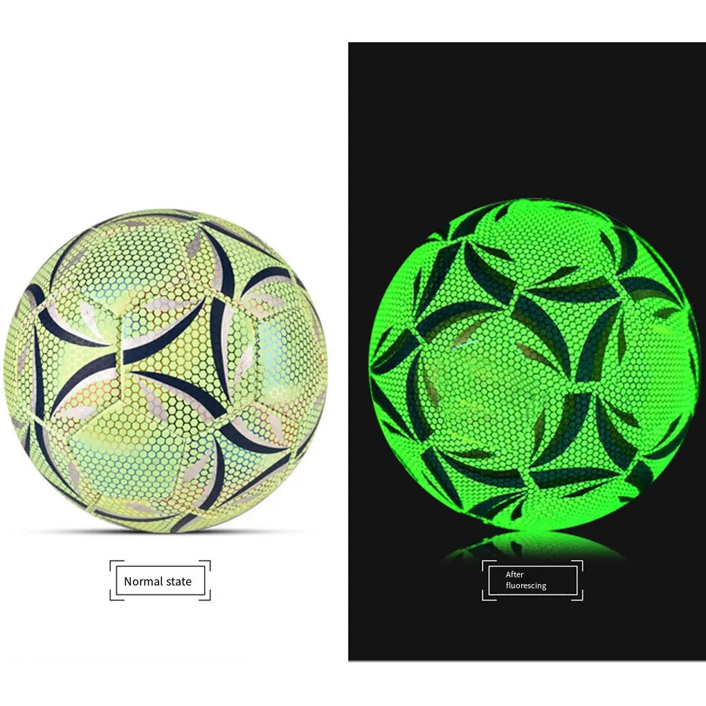 Outdoor Glow Reflective Football Soccer Ball Official No.5 4 Ball PU Match Training Football Futbol Topu for Children Adults