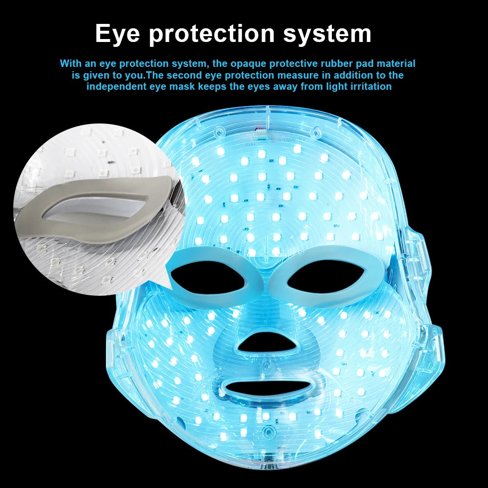 LED Beauty Facial Mask 7 Colors Photon Therapy Skin Care Mask Skin Rejuvenation Anti Acne Wrinkle Lifting Face Whitening Home
