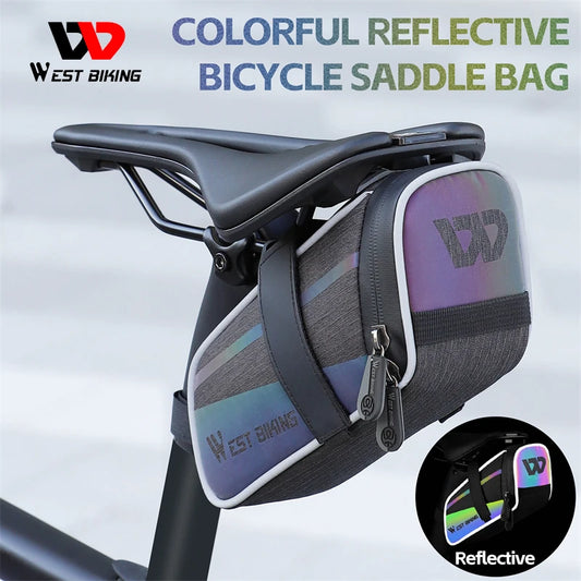 WEST BIKING 1.8L Bicycle Saddle Bag Storage Bike Seat Tail Rear Pouch Bag Accessory Kit Tool Reflective Cycling Accessories