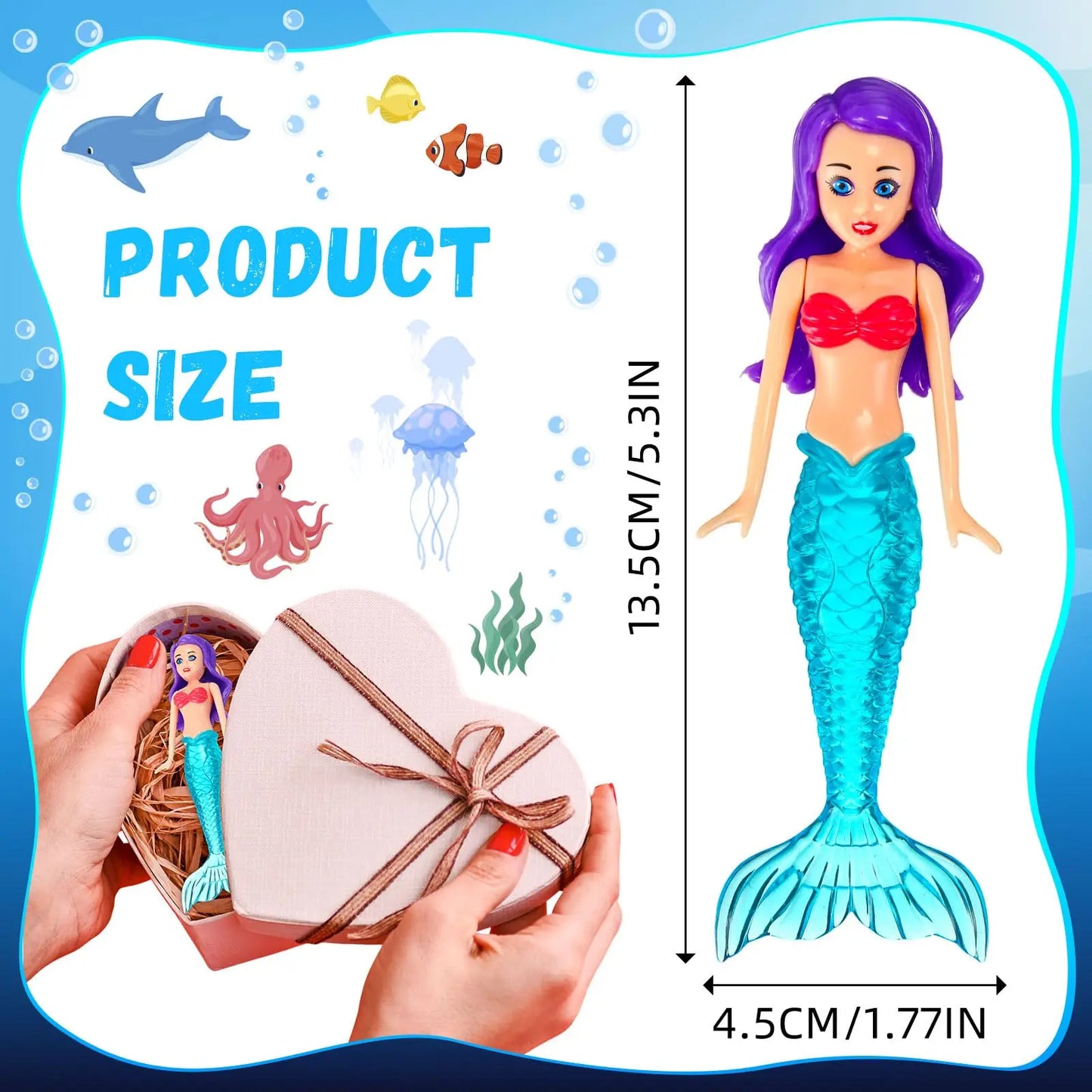 4 Pieces Mermaid Dive Toys Mermaid Bath Toys Colorful Mermaid Pool Toys Swimming Pool Games for Toddlers Boys Girls Teens Adults