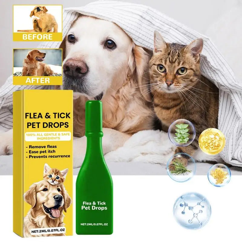 Topical insect repellent drops for pets Flea, lice, tick and skin care for dogs and cats External insect repellent drops for pet