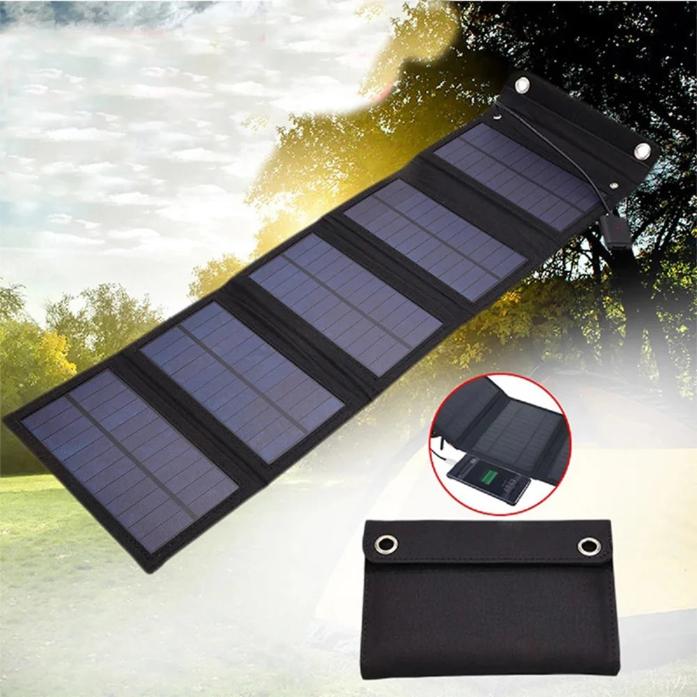 600W Fast Charging Foldable Solar Pack USB 5V Mobile Black Solar Panel Outdoor Camping And Hiking Travel Power Bank