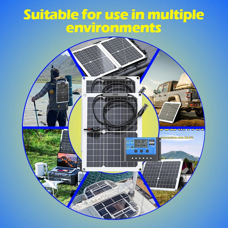 600W Solar Panel 18V Flexible Solar Panel With 10A-100A Controller Suitable for Mobile Phones Car And RV Solar Panel Charger