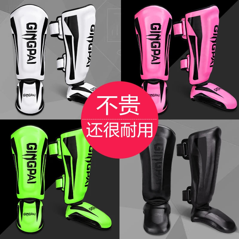 Youth/Adult MMA Boxing Shin Guards Kickboxing Ankle Support Equipment Karate Protectors Foot Shank Sanda Muay Thai Leggings DEO