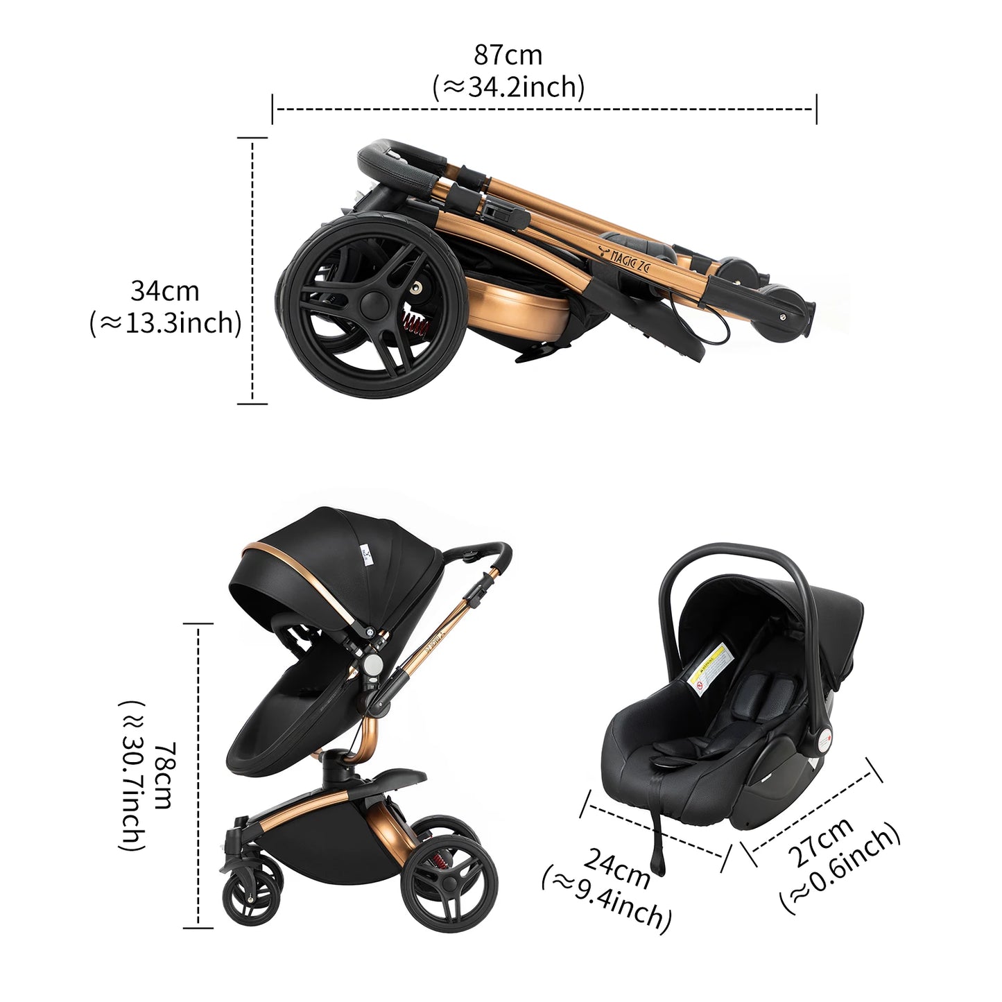 Baby Stroller 3 in 1 Baby Car Luxury High Landscape Baby Stroller Waterproof Safety Newborn Stroller Travel Pram Baby Carriage