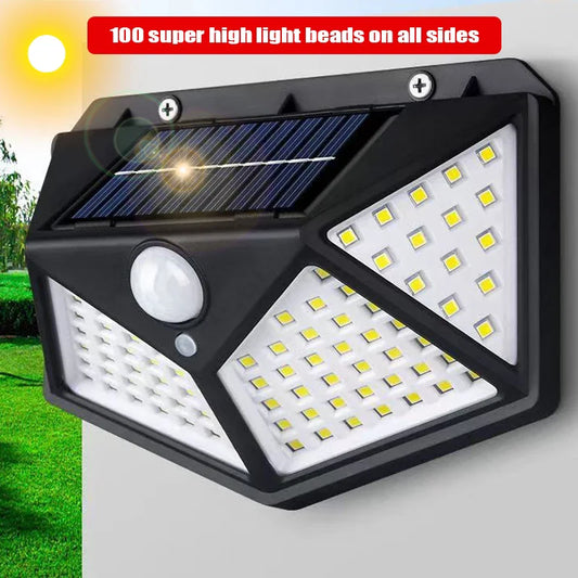 1~10PCS 100 LED Solar Wall Lamp Light 4 Sides Luminous With Motion Sensor Outdoor Garden Courtyard Waterproof Powered Sunlight