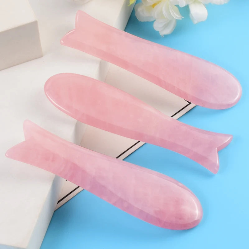 Rose Quartz Fish Shape Gua Sha Tool Health Care Natural Stone