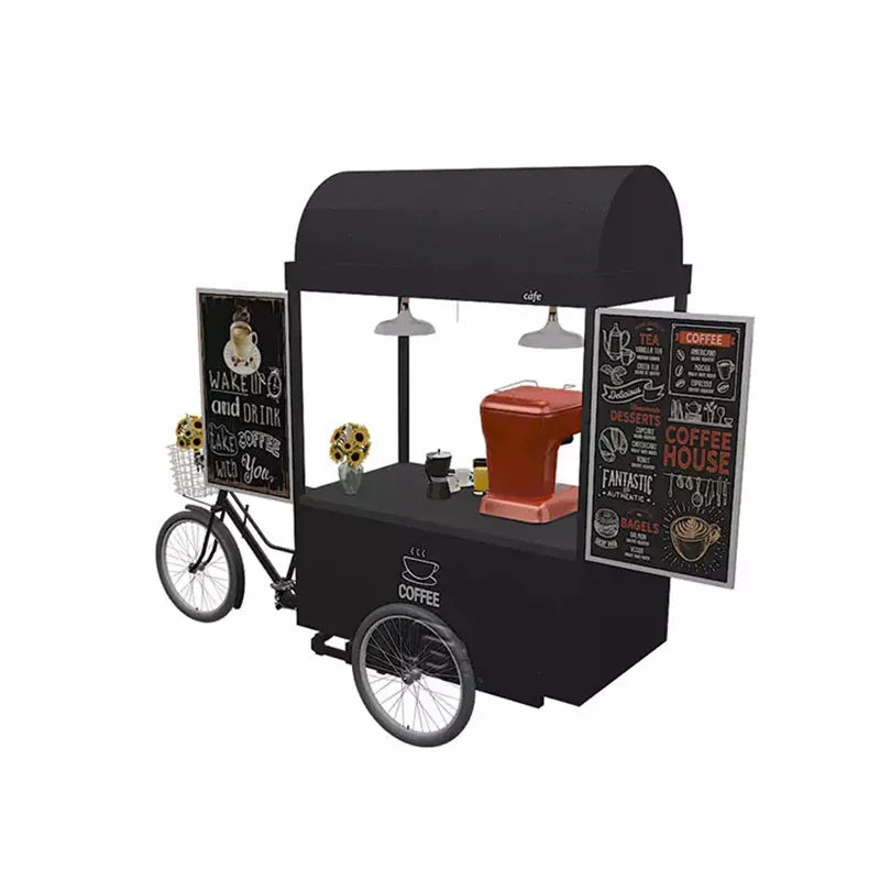 2023 Pedal Coffee Bike Bicycle Portable Outdoor Mobile Coffee Carts for Sale Street Tea Snacks Fast Food van Kiosk