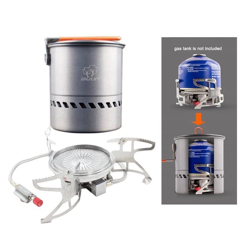Bulin Fast-Heating Cookware Set for Camping and Traveling with Gas Stove and 1.5L Pot