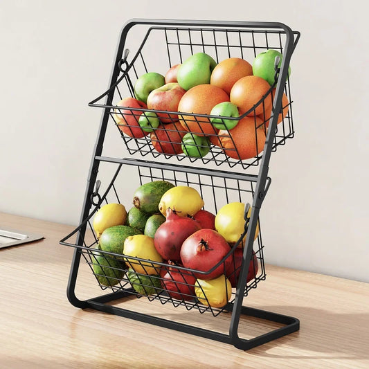 1Set Carbon Steel Double-layer Storage Racks for Home Organizers To Store Snacks Beverages Seasonings Toiletries and Other Items