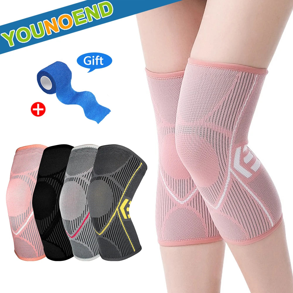 1Pair Sports Knitted Knee Compression Sleeves Leg Support Cover for Men Women Cycling Basketball Football Volleyball Tennis Yoga