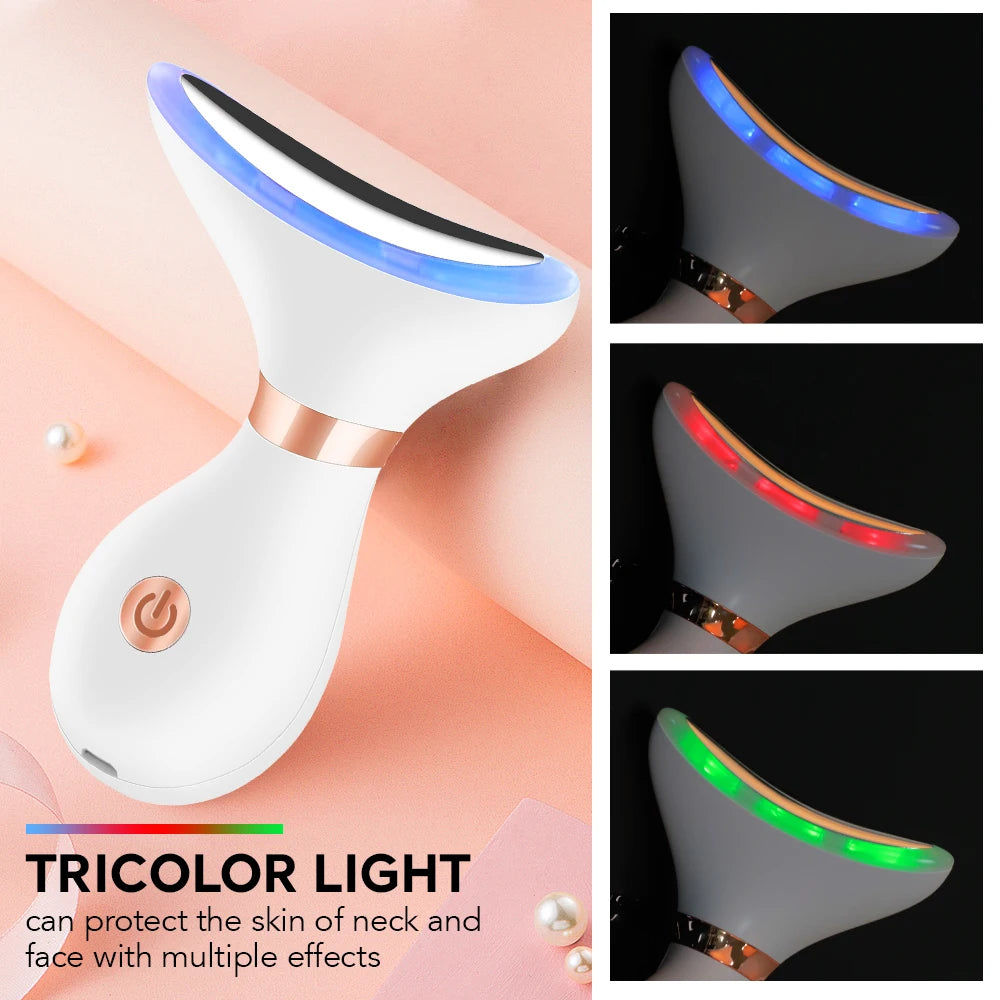 EMS Microcurrent Facial Neck Beauty Device LED Photon Firming Rejuvenation Anti Wrinkle Thin Double Chin Face Lifting Massager