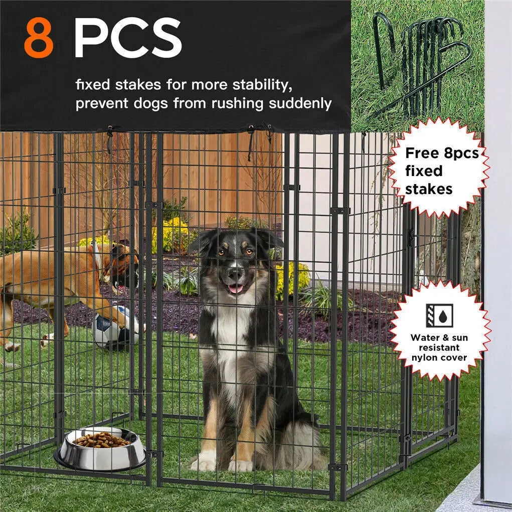 Extra Large Dog Cage Heavy Duty Pet Run Enclosure Pet Playpen with Roof Outdoor Pet Kennel High Fence