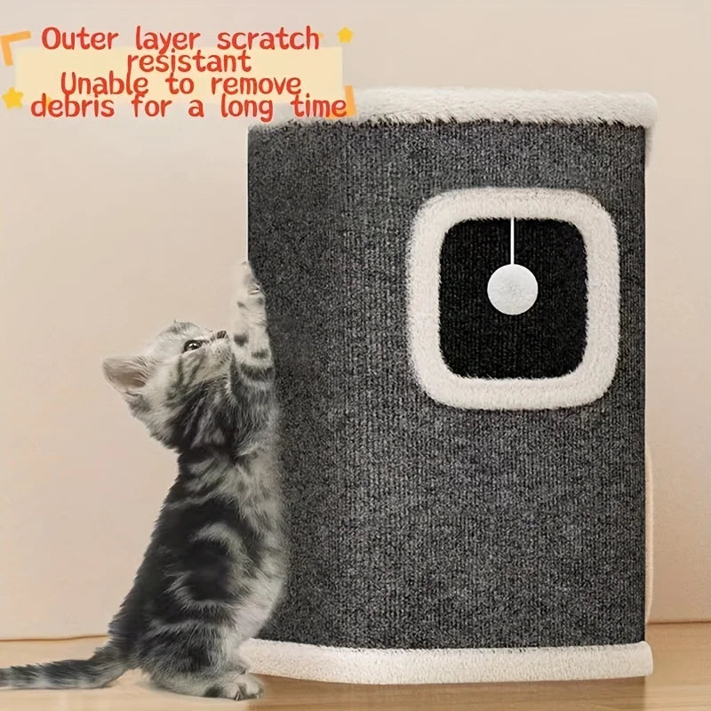 New Cat House Deluxe Square Cat Condo With Scratching Posts Nylon Cat House Bed with Scratching Board Cat Play Toy Shelter