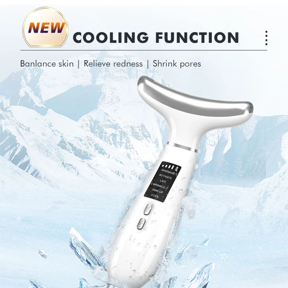 Hot Cooling EMS Face Neck Lift Ice Compress Face Massager Neck Lifting Machine Skin Care Shrink Pores Anti Wrinkle Device