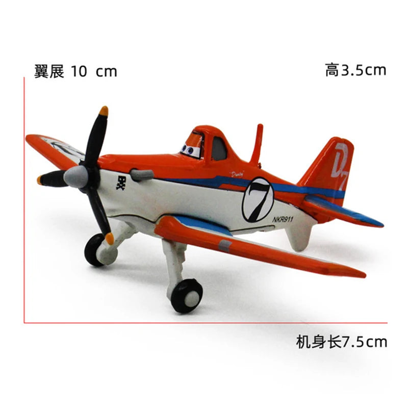 Disney Pixar Planes Toy Airplane Model No.7 Dusty Crophopper Echo Bravo Fighter Skipper Aircraft Metal for Kids Birthday Gifts