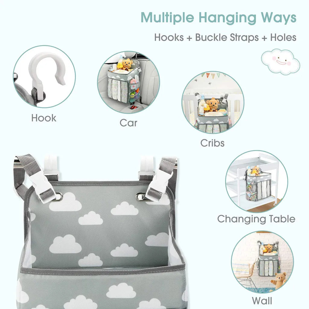 Newborn Bed Nappy Storage Organizer Crib Hanging Storage Bag Caddy Organizer For Baby Essentials Bedding Set Diaper Storage Bag