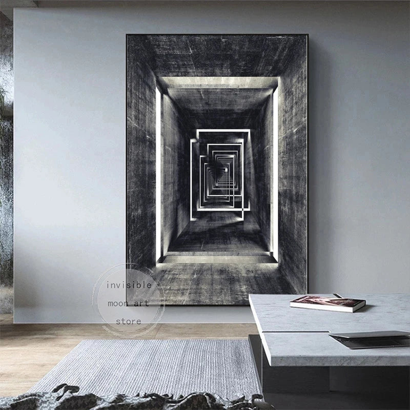 Modern Abstract Black White Aesthetic Space Ideas Architecture Design Art Posters Canvas Painting Wall Prints Picture Home Decor