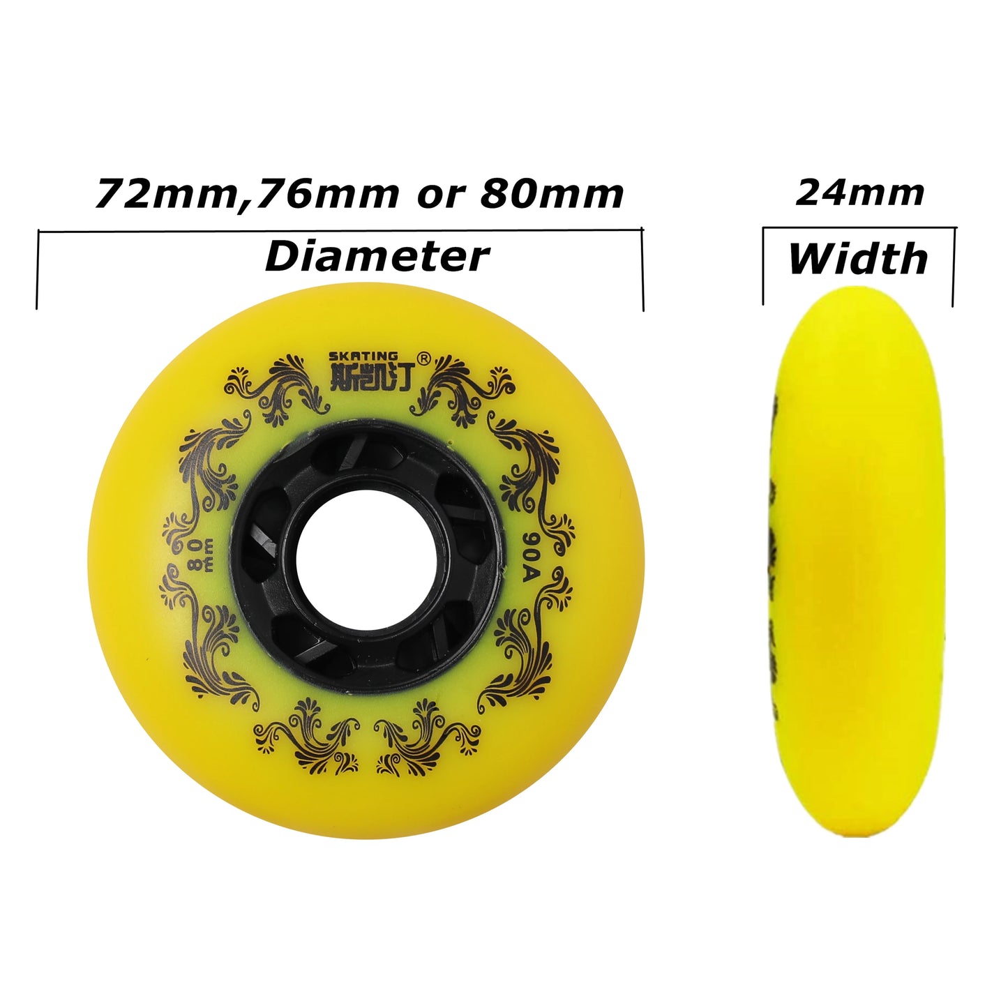 8pcs Inline Skate Wheels Outdoor 90A Freestyle Durable Tire72mm 76mm 80mm for Choose Hockey Roller Blades Replacement Wheel