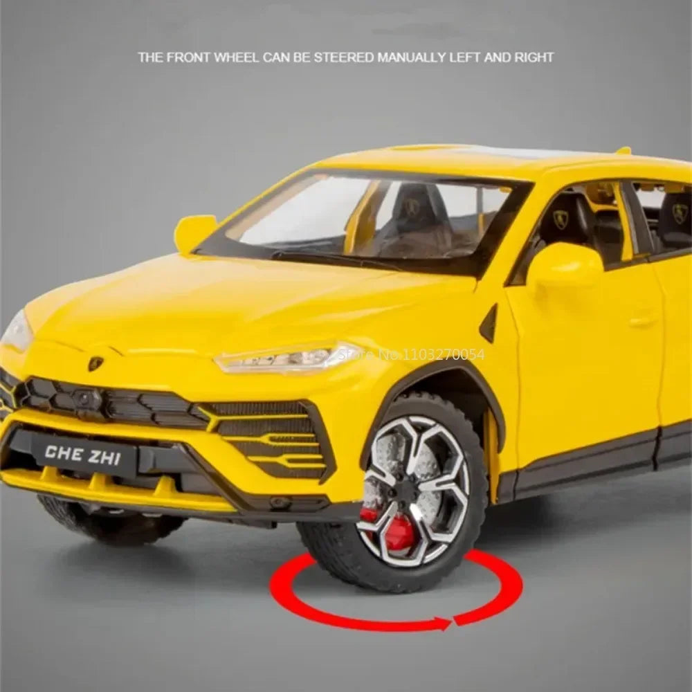 1/24 Lambo URUS Bison SUV Alloy Sports Toys Car Model Diecasts Metal Off-road Vehicles Simulation Sound And Light Kids Toy Gifts