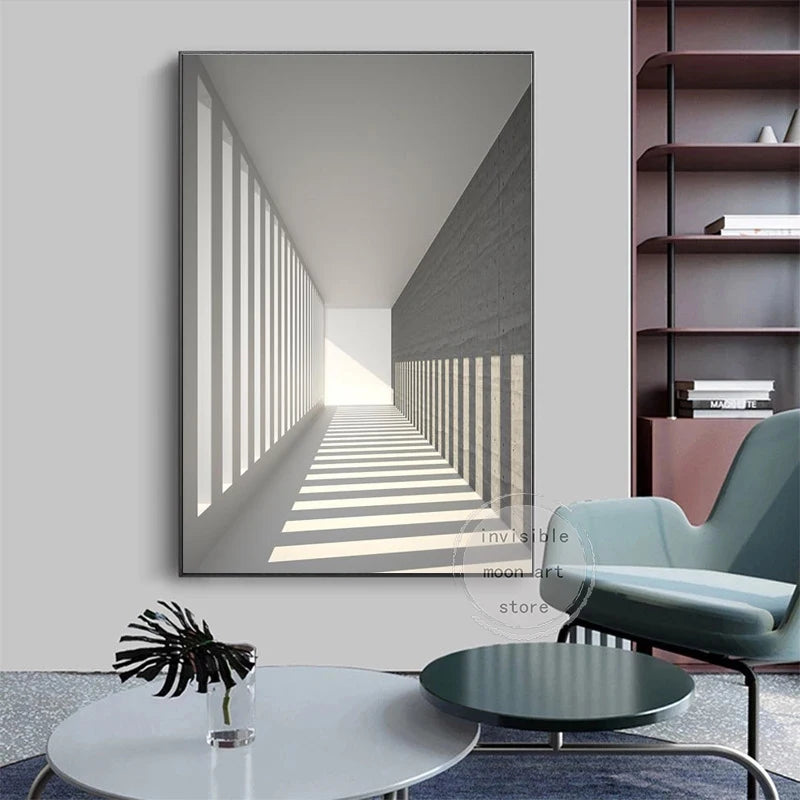 Modern Abstract Black White Aesthetic Space Ideas Architecture Design Art Posters Canvas Painting Wall Prints Picture Home Decor