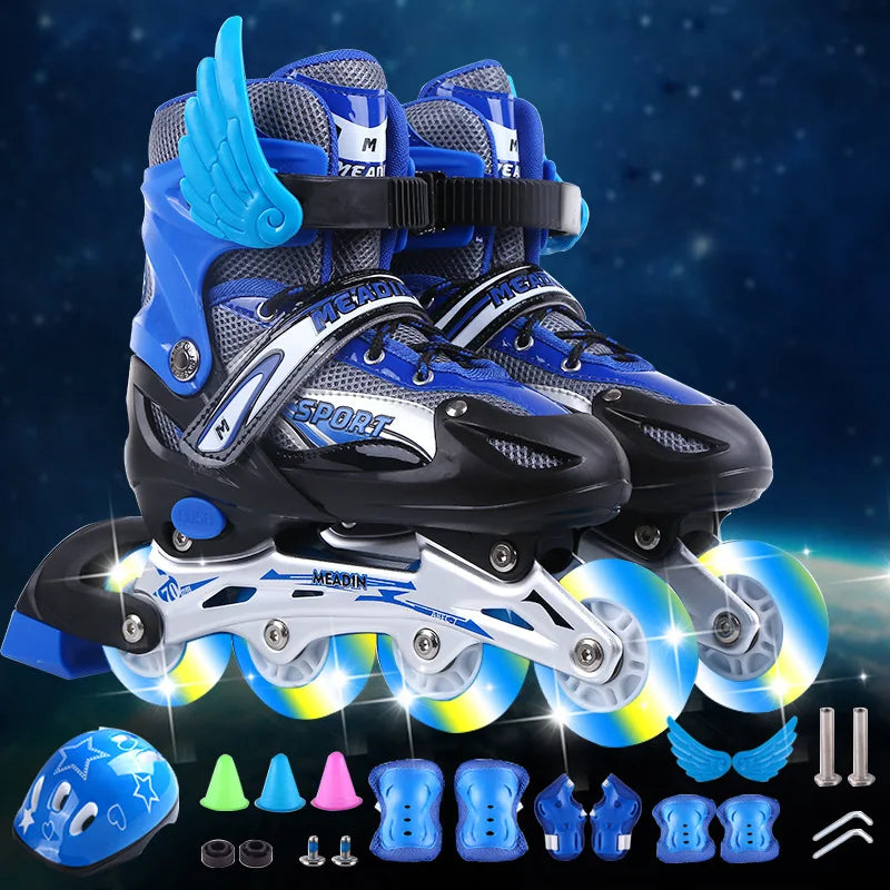 Roller Inline Skate Shoes Kids Child Durable Roller Skating Flash Shoes Sliding Free For Children Skate More Colors Sneakers