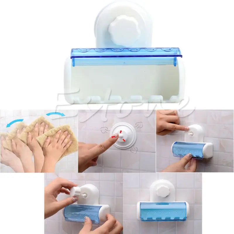 2023 Toothbrush Spinbrush Plastic Suction 5 Toothbrush Holder Wall Mount Stand Rack Home Bathroom Accessories