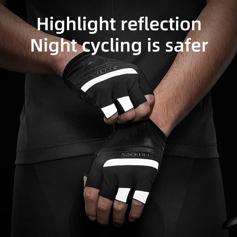 ROCKBROS Summer Cycling Gloves Half Finger Shockproof Breathable Gym Gloves Men MTB Fingerless Bicycle Gloves Cycling Equipment