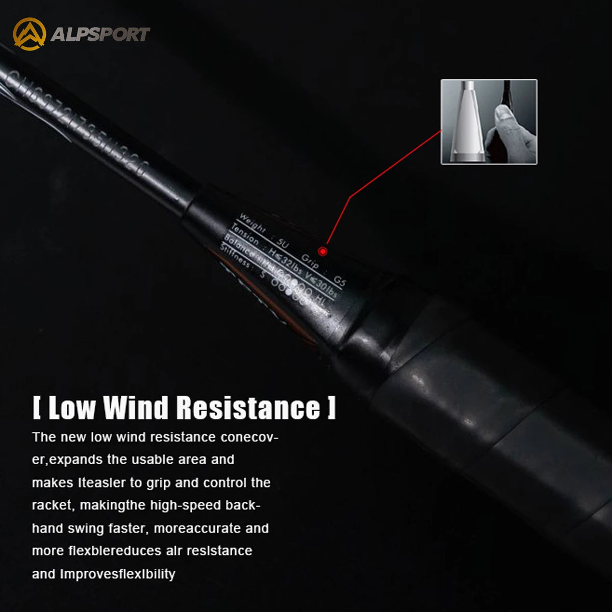 Alpsport LY 5U Defense 76g T800 Badminton Racket Legal Original Imported MAX 30 LBS Carbon Fiber + Titanium Alloy