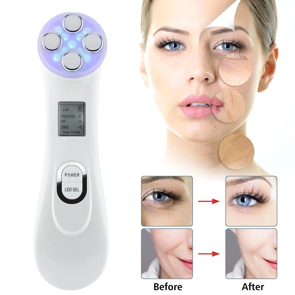 RF Radio Frequency Beauty Instrument 5 Colors LED Photon Skin Care Face Lifting Wrinkles Removal Facial Massager Dropshipping