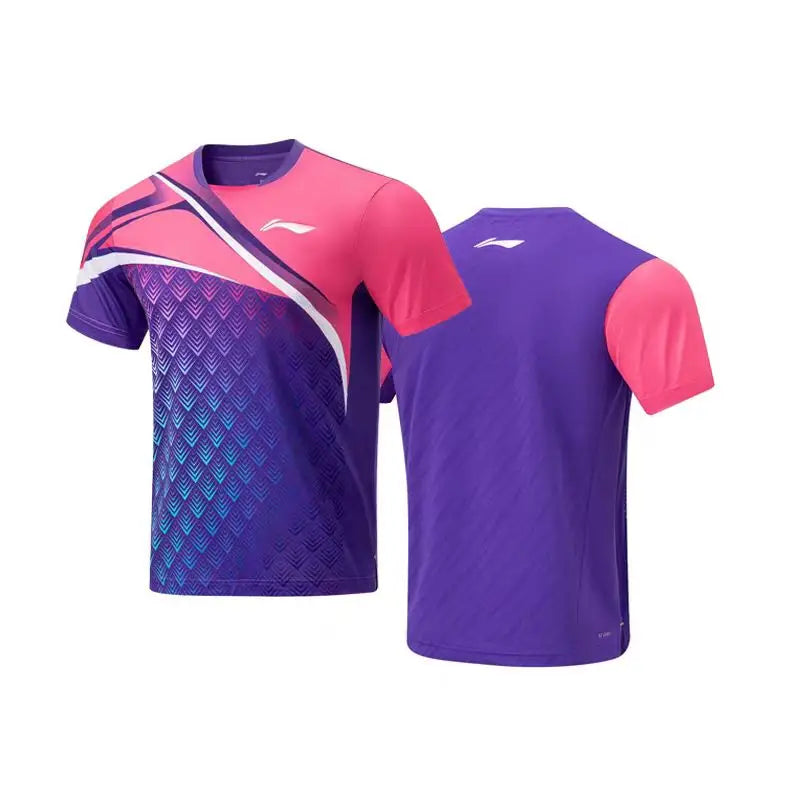 Customized men's and women's badminton T-shirt shorts quick dry material breathable sweat absorption tennis T-shirt LOGO