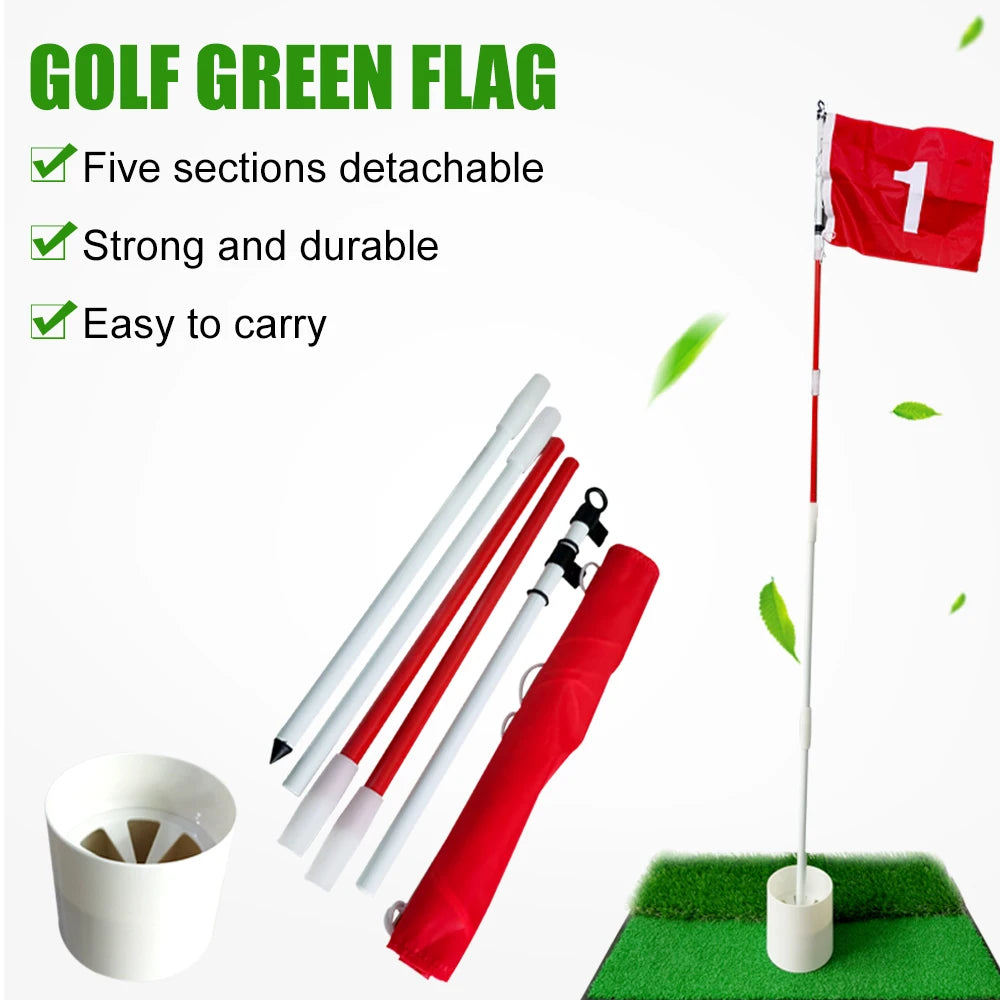 Golf Flags Hole Pole Cup Set, Portable 5 Section Practice Golf Pin Pole Flags for Yard Garden Training