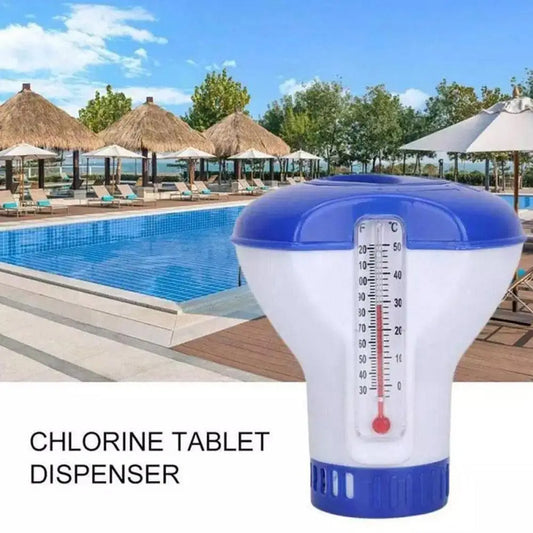 Floating Pills Disinfecting Box With Thermometer Automatic Dispenser Drug Chemical Swimming Pool Chlorine Floating Dispense E5i1