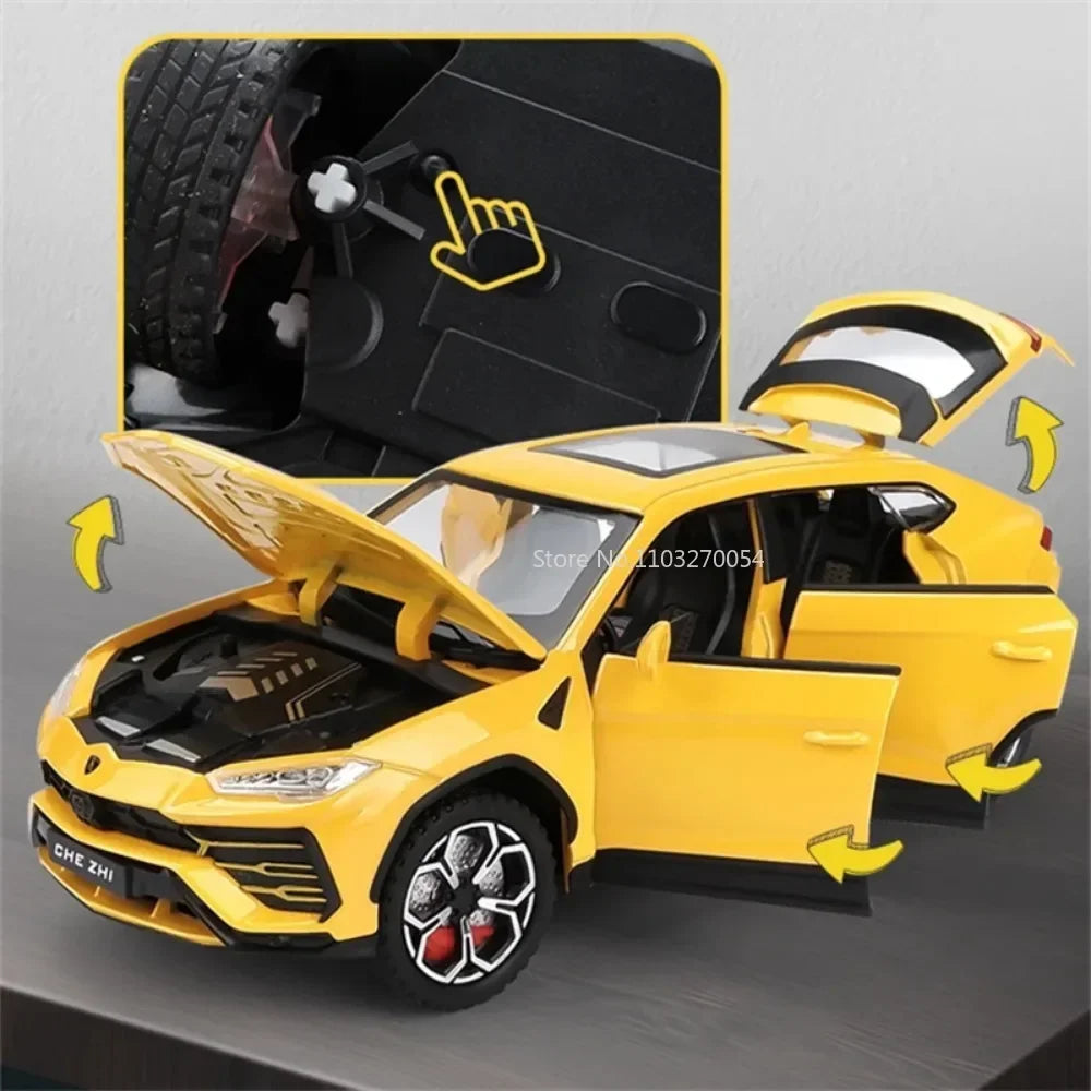 1/24 Lambo URUS Bison SUV Alloy Sports Toys Car Model Diecasts Metal Off-road Vehicles Simulation Sound And Light Kids Toy Gifts