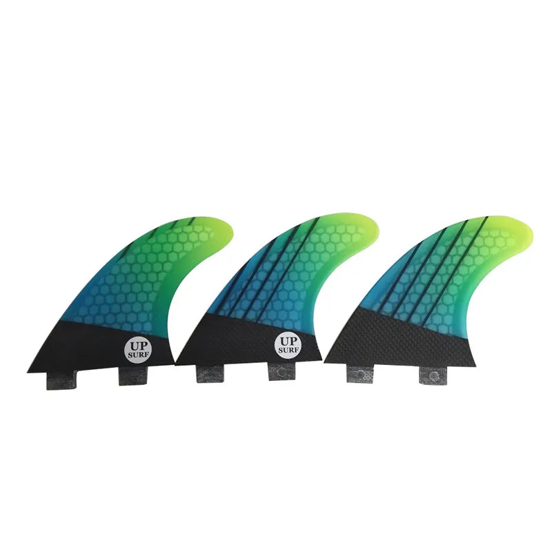 UPSURF FCS Fins M Thruster Tri Fins Set Surfboard Fins Fiberglass Honeycomb Surfing Board Stabilizer Surf Fin Double Tabs G5 Fin