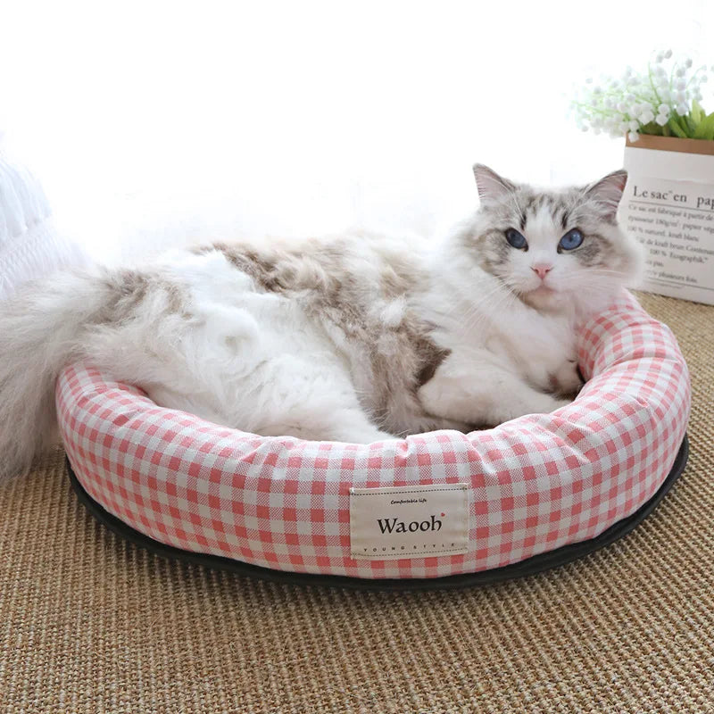 Summer Cat Bed Round Ice Silk Cool Pet Mat Comfortable Kitten Small Dogs Sleeping Bed Cat Nest Sofa Cooling Rattan Pet Matress