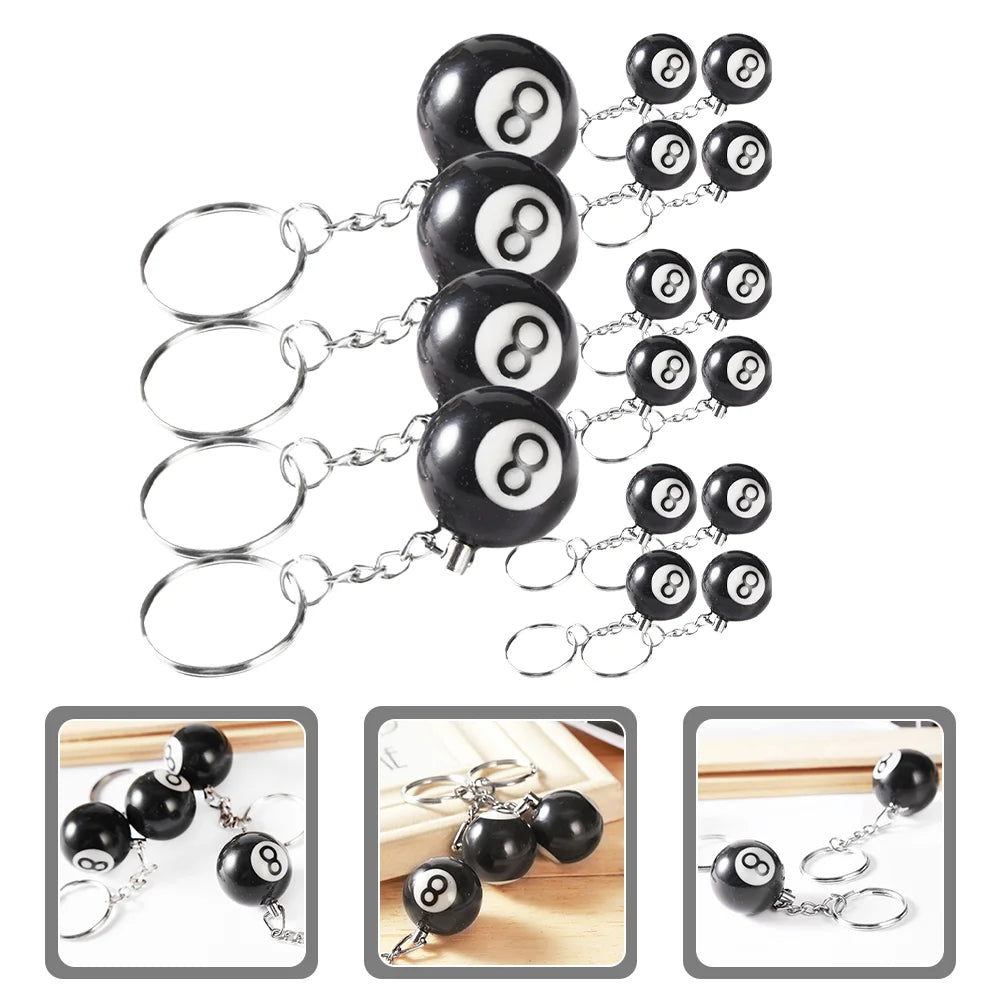 16 Pcs Pool Accessories Billiards Snooker Keychain Ornament Jewelry Handbag Charm Billards Gift Pendants Mini