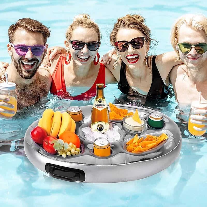 New Summer Party Bucket Cup Holder Inflatable Pool Float Beer Drinking Cooler Table Bar Tray Beach Swimming Ring Accessories