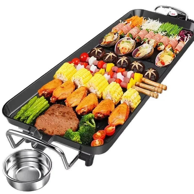 1300W Non Stick Electric BBQ Grill Smokeless Barbecue Machine 5-Level Adjustable Household Electric Grill Ovens Cooking Tools