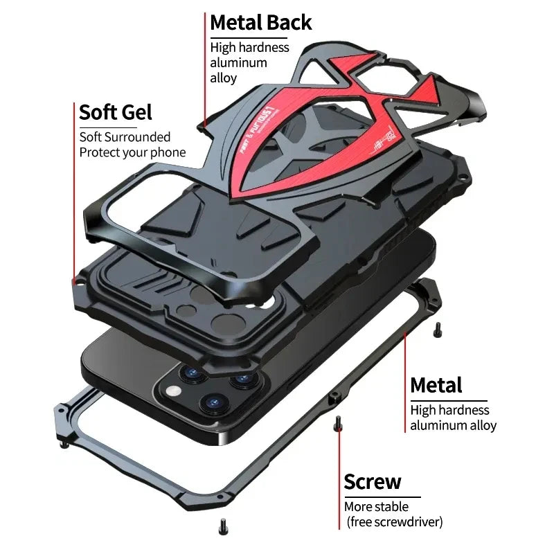 Shockproof Armor Metal Phone Case For iPhone 13 14 15 Pro Max
