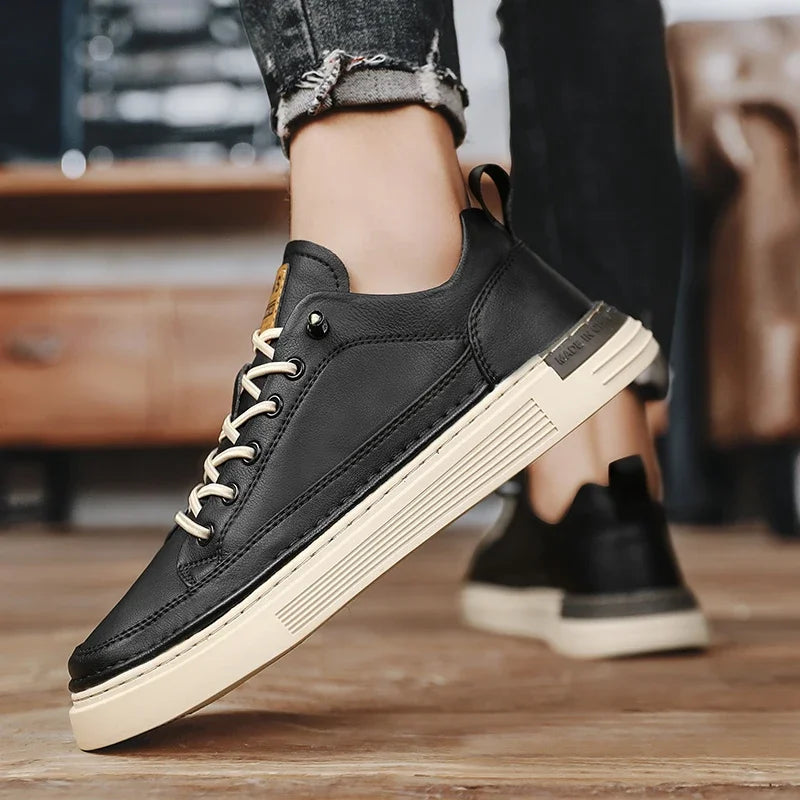 Men's Leather Shoes Casual Comfort Cricket Shoe 2024 Fashion Sneakers For Men Lightweight Driving Shoes