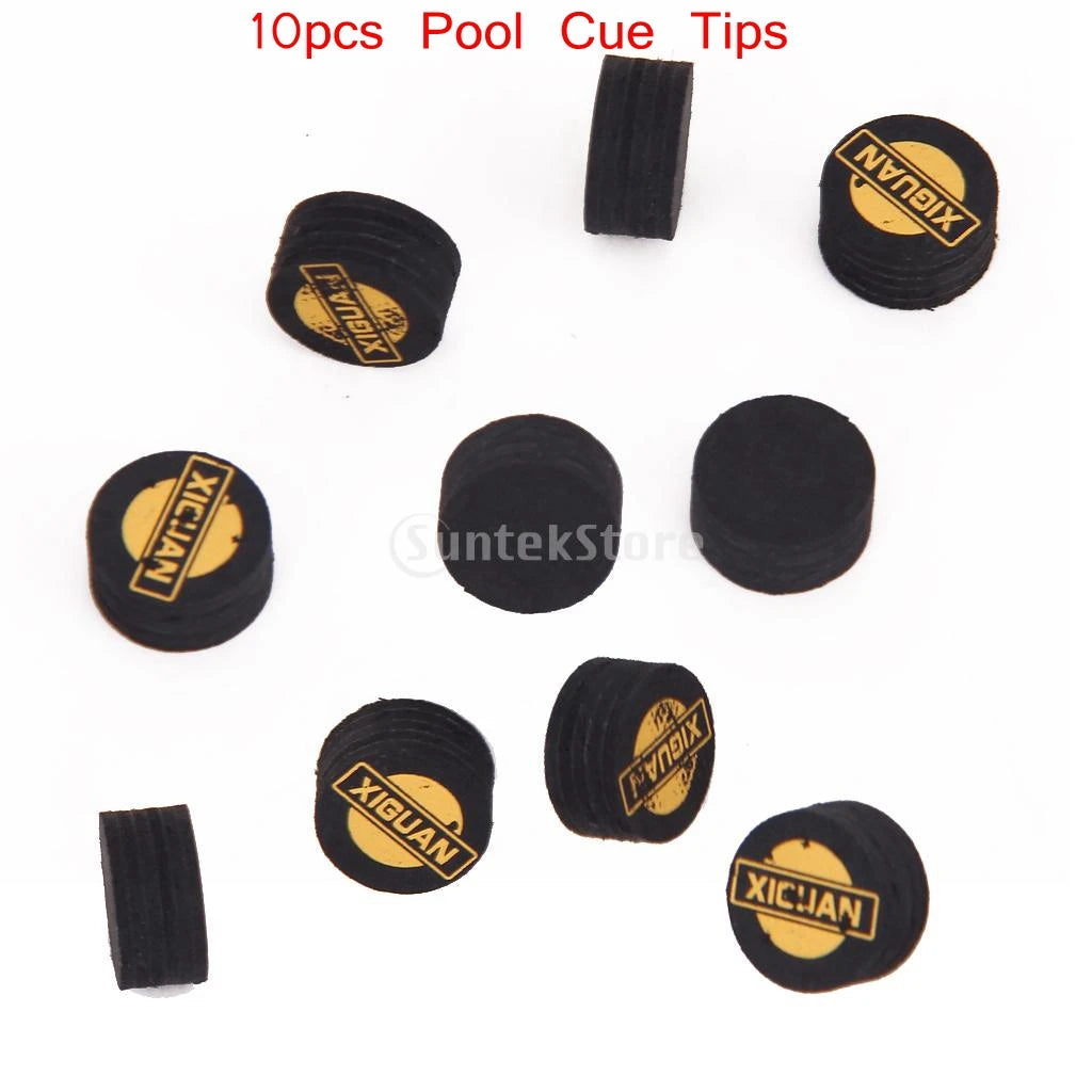 10Pcs Black 5 Layered Leather Snooker Table Billiards Pool Cue Tip 14mm