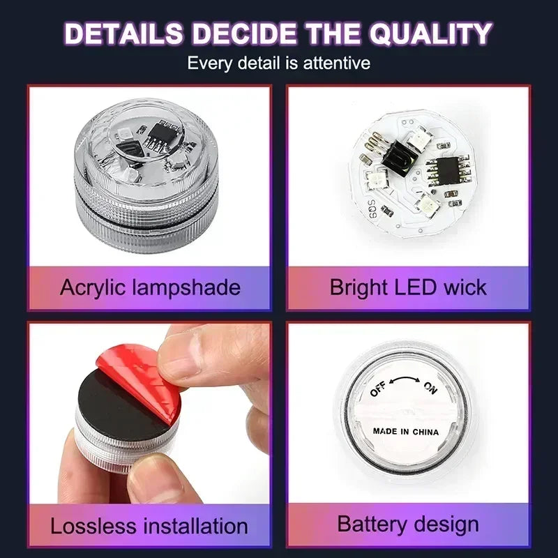 LED Car Interior Ambient Light Remote Control Decoration Auto Roof Foot Atmosphere Lamp Bicycle Tail Light  Wireless Adhesive