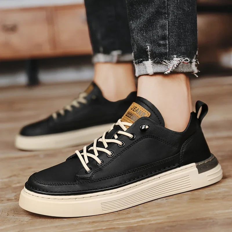 Men's Leather Shoes Casual Comfort Cricket Shoe 2024 Fashion Sneakers For Men Lightweight Driving Shoes