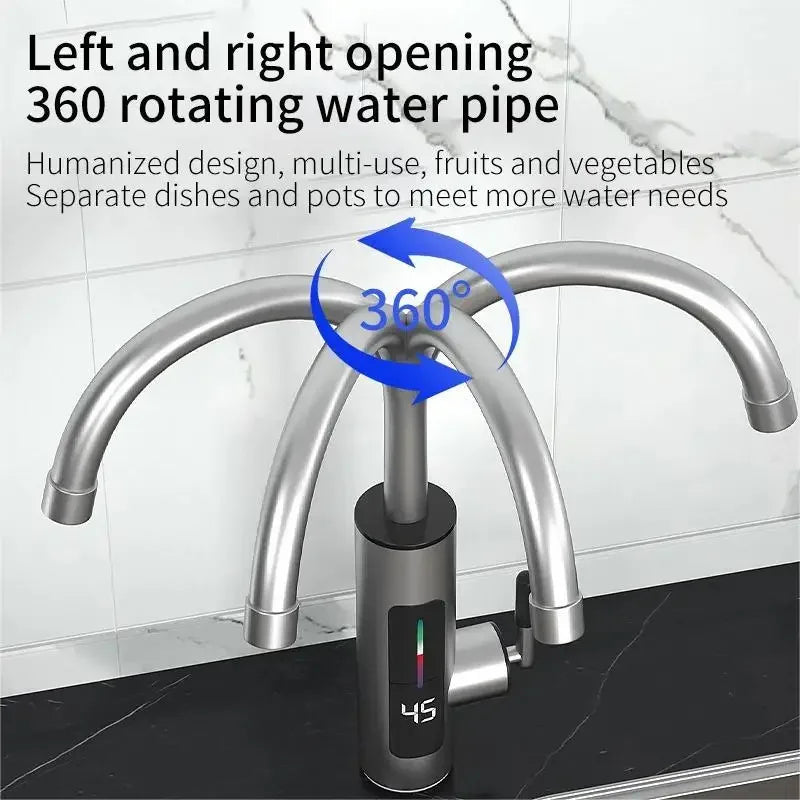 Electric Water Heater 3000W 220V 2 in 1 Kitchen Faucet Tankless Water Heater Tap Flowing Stainless Steel Electric Faucet Shower