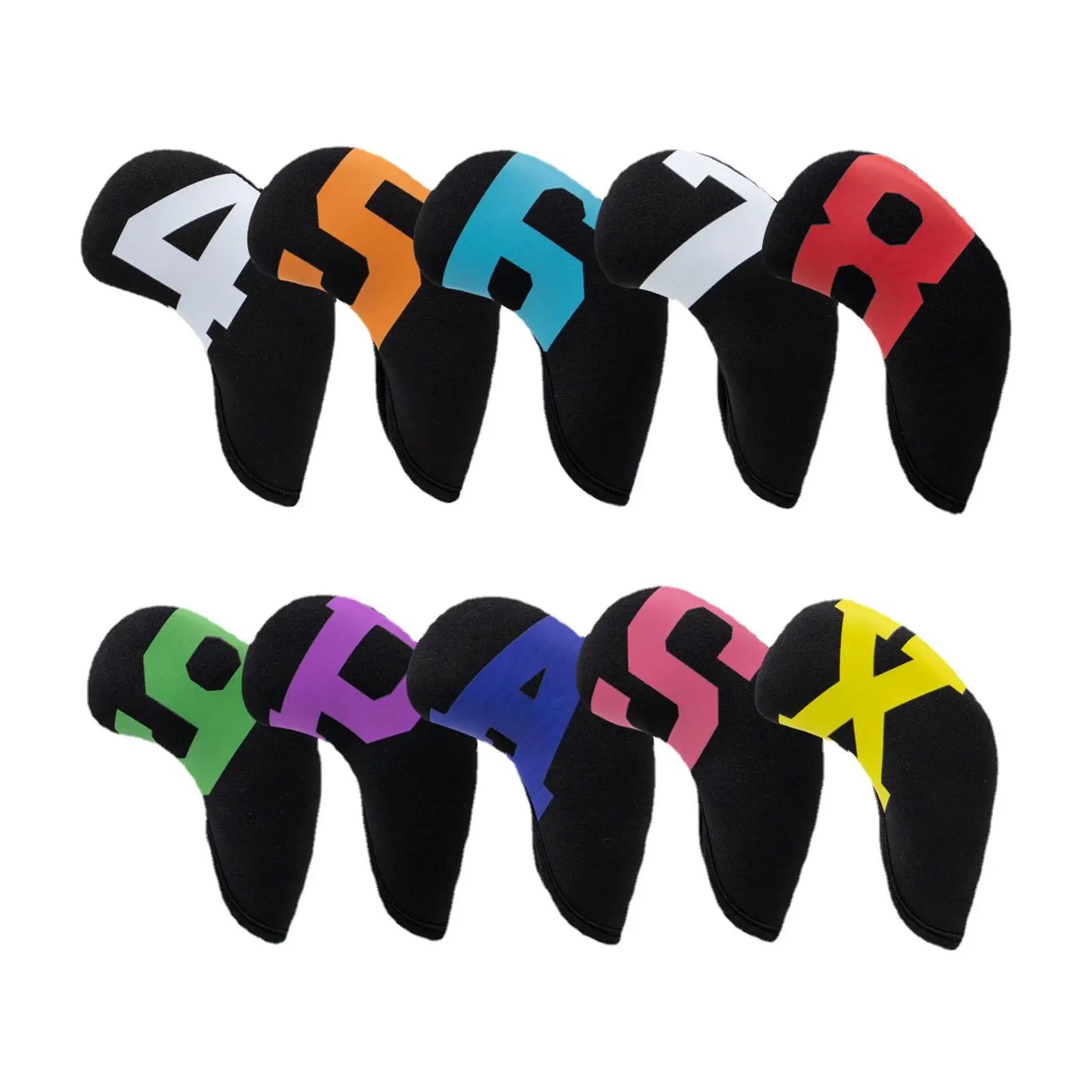 9/10Pcs Portable PU Golf Club Iron Head Covers Protector Golfs Head Cover Set Golf Accessories Golf Putter Cover Golf Headcover