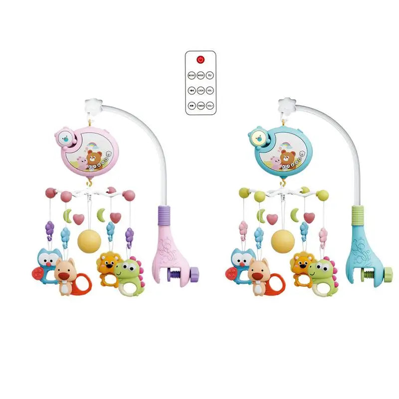 Crib Mobile Baby Rattle Toy Automatic Baby Musical Crib Mobile Rotating Model Nursery Mobile With Music Lights & Remote Control