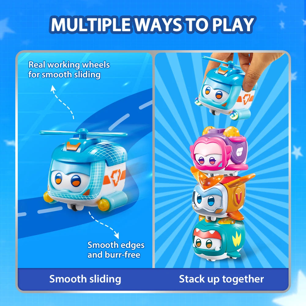 Super Wings Super Pet-Shine Pet Stackable Kid With Lights Wheels Can Change Emotion Action Figures Toy Christmas Birthday Gift